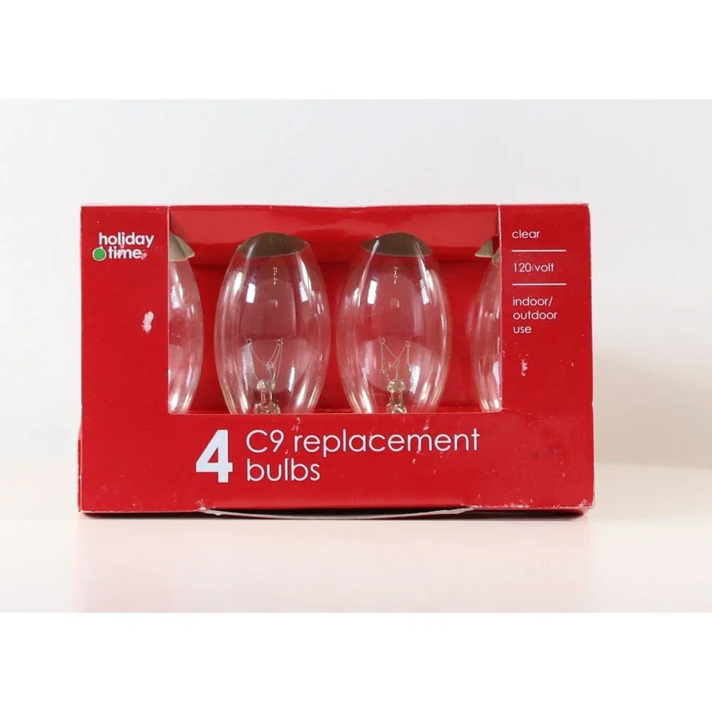 C9 Replacement Light Bulbs 2 Packs of 4 120v 7-Watt Christmas Lights 8 Bulbs NOS